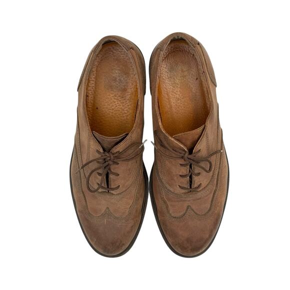 Florsheim Brown Roughout Suede Round Toe Lace Up Wingtip Oxford Dress Shoes - Picture 2 of 10
